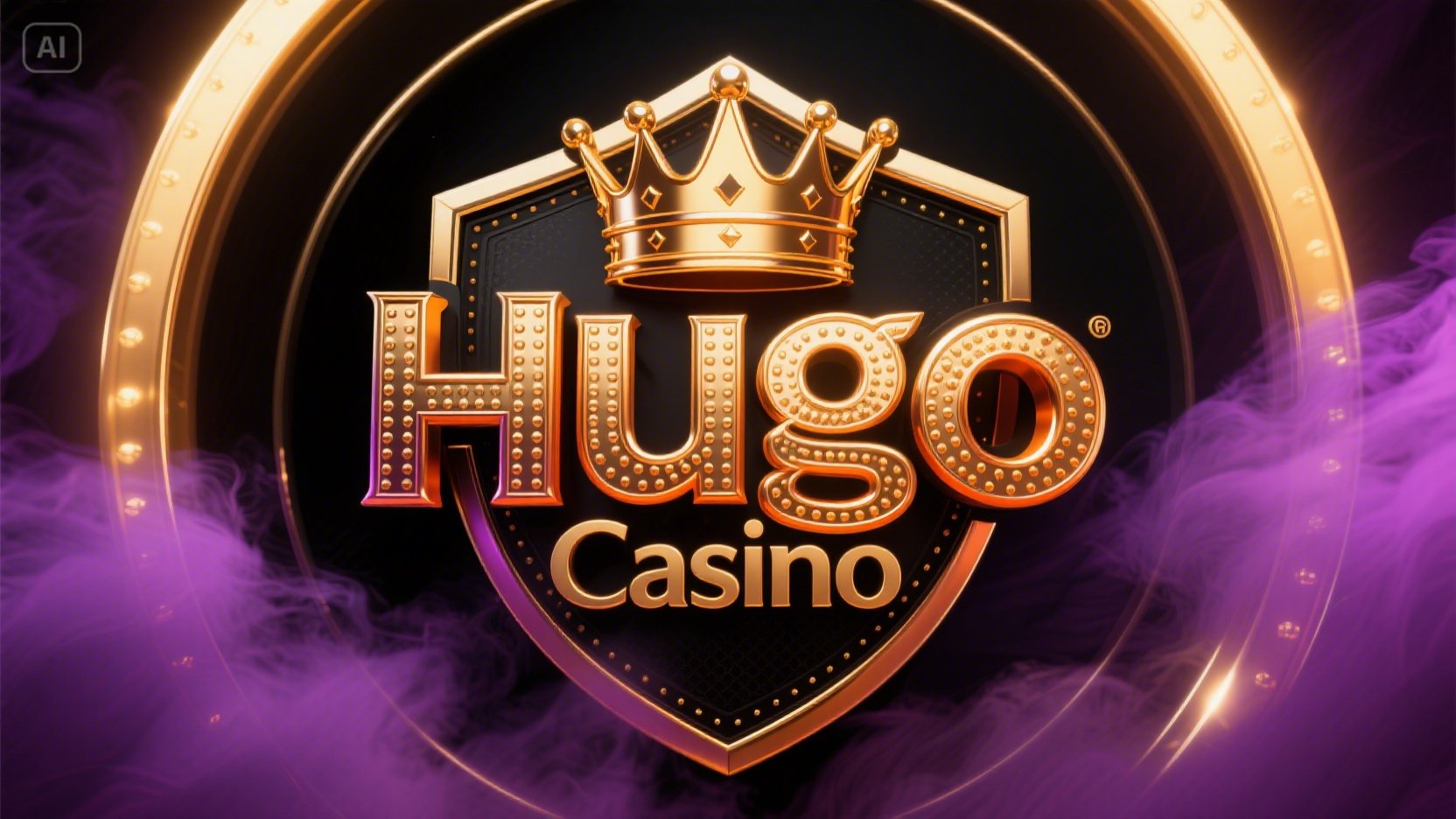 Hugo Casino logo og hjemmeside interface